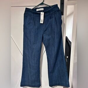 Bluberry  Dark Denim High Waisted Pleated Dark Denim Wide-Leg Pants nwt size 8